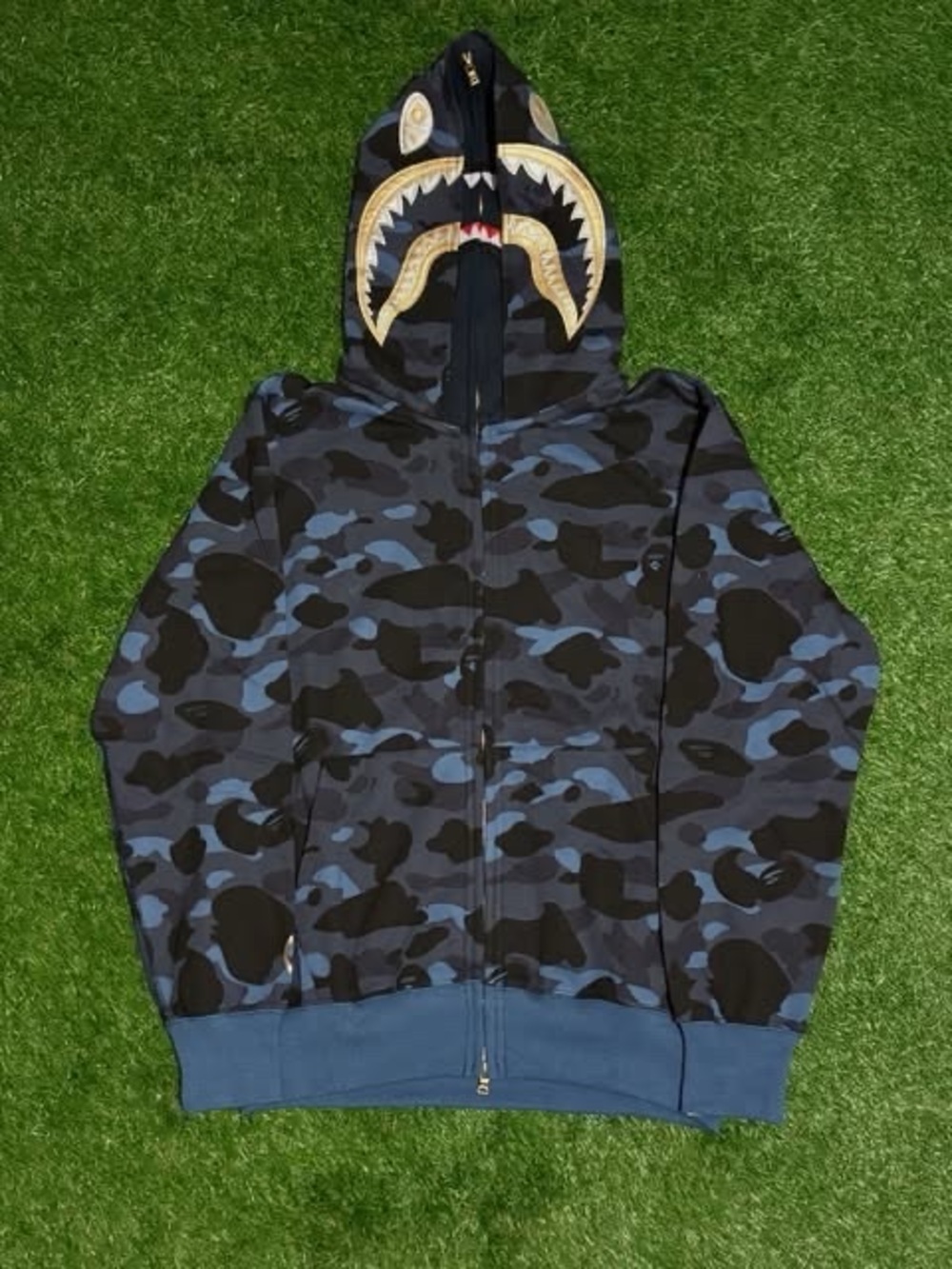 Double Hooded Navy Bape Zip Up